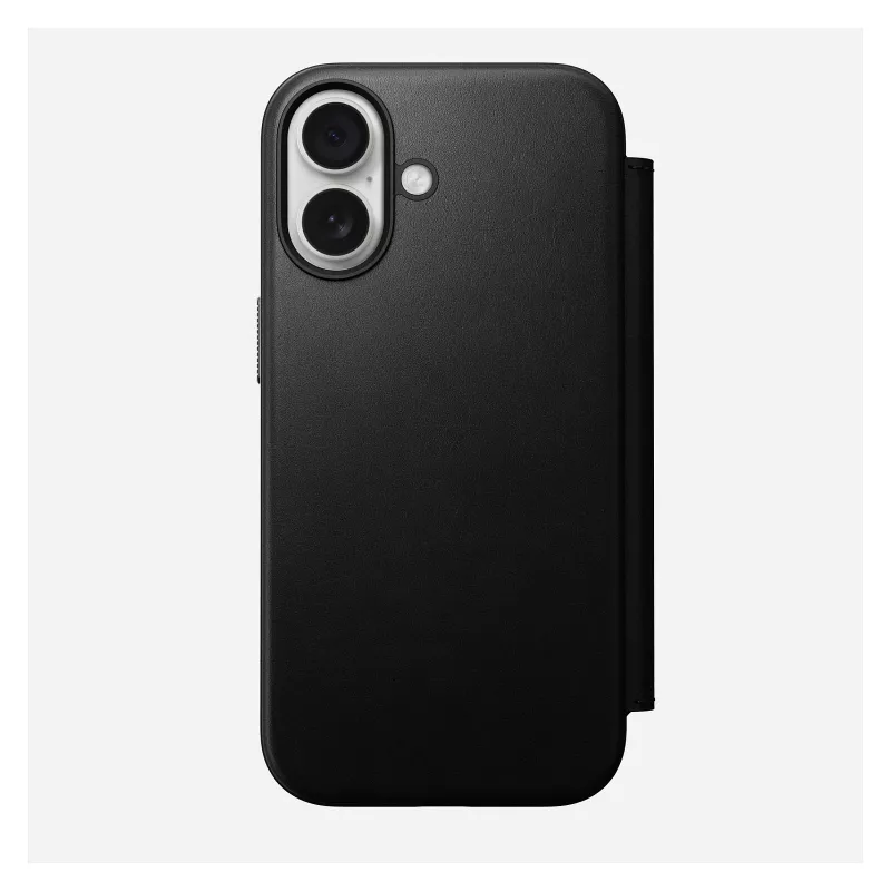 Folio maciņš tālrunim Nomad Modern Leather Folio priekš Apple, piemērots līdz 16 cm (6,3 collu) ekrāniem, melns