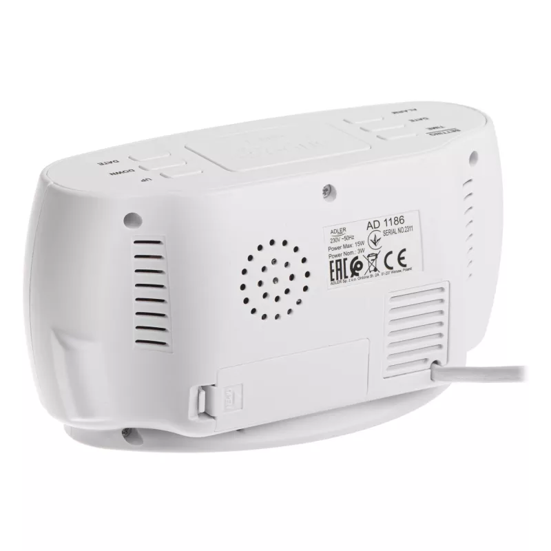 Adler AD 1186W modinātājpulkstenis Digitālais modinātājpulkstenis Melns, Balts