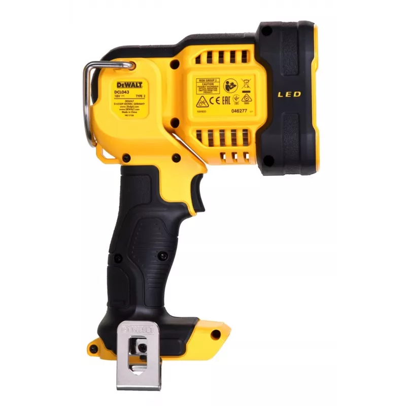 Piekarināms darba lukturis DeWalt DCL043-XJ, LED 1000 lm, 3 spuldzes, 90° staru kūlis, dzeltens/melns