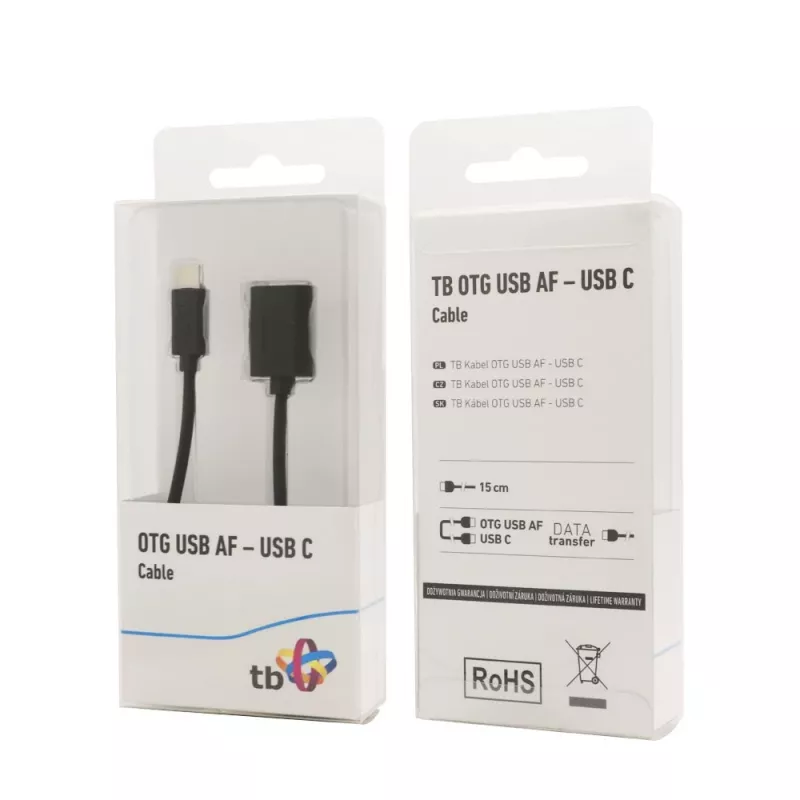 TB Kabelis OTG USB AF - USB C 15cm Melns (AKTBXKU4PAC015B)
