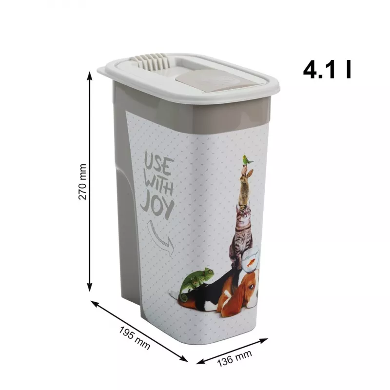 Mājdzīvnieku barības uzglabāšanas tvertne rotho Flo bēši brūna plastmasa 4,1 L, 270 mm augstums
