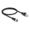DeLOCK M12 adaptera kabelis D-kodēts 4 kontaktu sievišķais uz RJ45 vīrišķais 50 cm