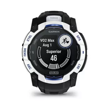 Viedpulkstenis GARMIN Instinct 3.05 cm (1.2 collu) AMOLED 45 mm 390x390 px Skārienjutīgs Melns Balts GPS 4 GB 53 g Silikona siksniņa