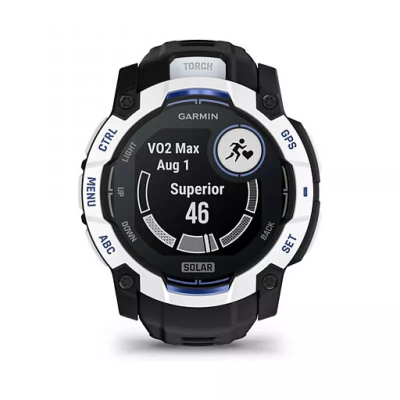 Viedpulkstenis GARMIN Instinct 3.05 cm (1.2 collu) AMOLED 45 mm 390x390 px Skārienjutīgs Melns Balts GPS 4 GB 53 g Silikona siksniņa