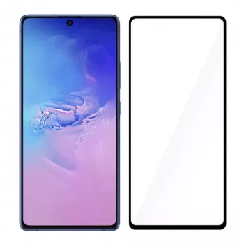 Rūdīta stikla ekrāna aizsargs Tellur Samsung S10 Lite — pilnībā līmējošs, saderīgs ar maciņiem, melns