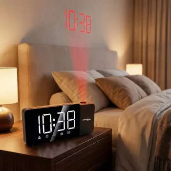 Digitālais LED pulksteņa radio GreenBlue GB172 ar FM uztvērēju, projektoru, termometru, USB 5V un CR2032 barošanu