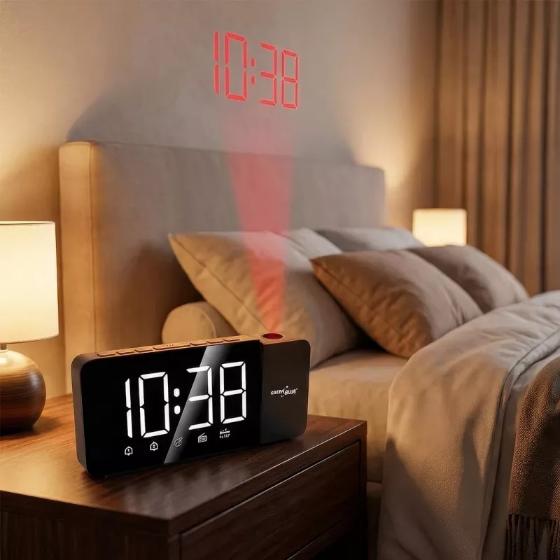 Digitālais LED pulksteņa radio GreenBlue GB172 ar FM uztvērēju, projektoru, termometru, USB 5V un CR2032 barošanu