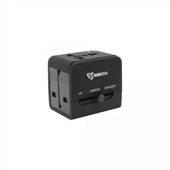 Ceļojumu adapteris SBOX TA-23 ar dubulto USB lādētāju un universālu spraudņu savietojamību