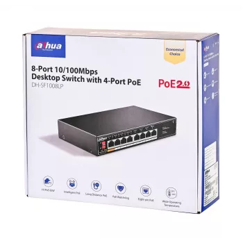 Dahua Technology PoE SF1008LP nevadāms L2 Fast Ethernet (10/100) barošana caur Ethernet (PoE) melns
