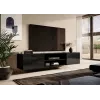 TV skapītis Cama Meble SLIDE 200K — 200x40x37 cm, spīdīgi melns, skaidu plākšņu virsma