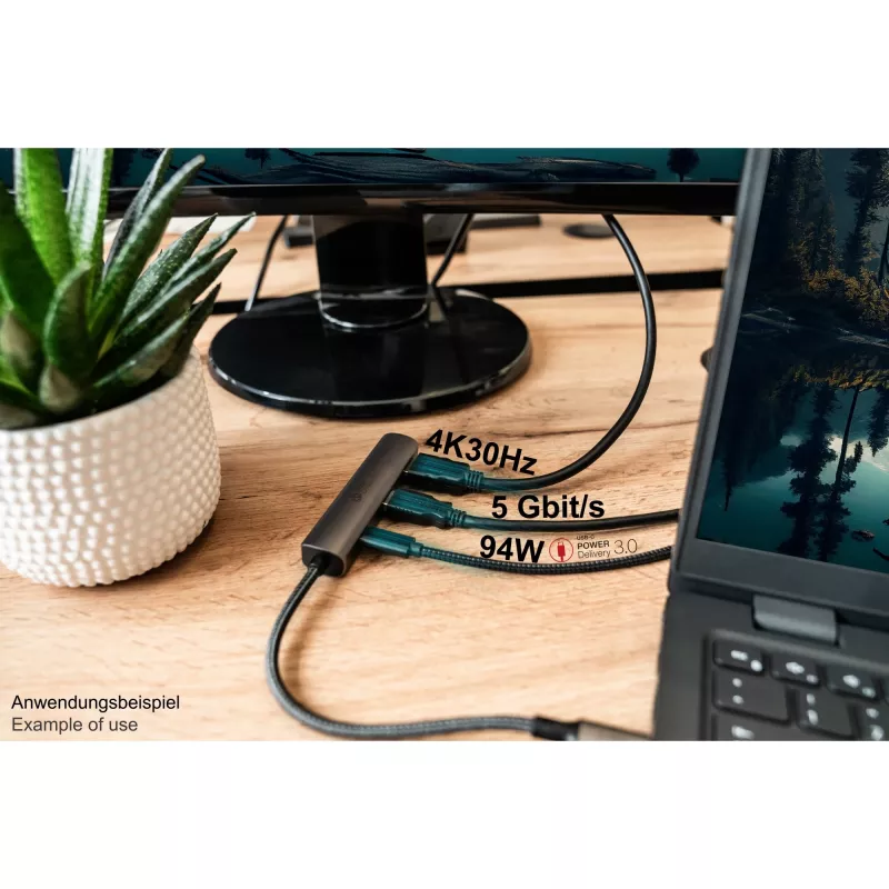 USB Type-C centrmezgls Alcasa HUB-C002A 5000 Mbit/s HDMI USB 3.0