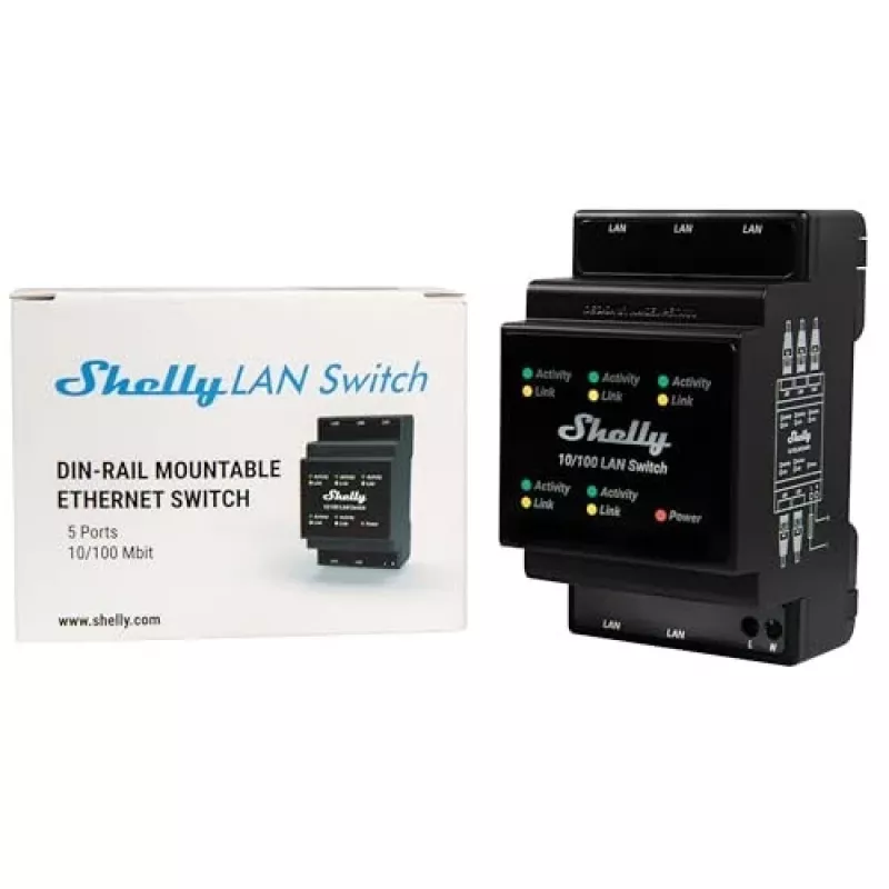 Smart switch Shelly LAN Switch Melns AC 110-240V 1W