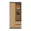 Top e Shop RS-80 BILY biroja grāmatu skapis, antracīta rāmis, amatniecības ozolkoka durvis, 7 plaukti, 2 atvilktnes, 1800×800×350 mm