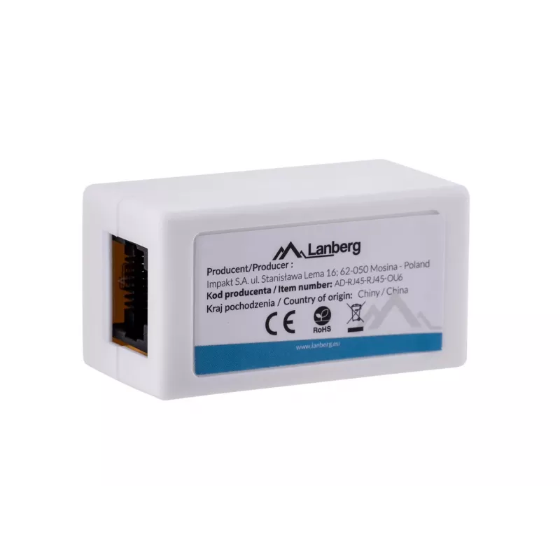 Tīkla sadalītājs LANBERG AD-RJ45-RJ45-OU6 — balts RJ-45 1 ieeja uz 1 izeju