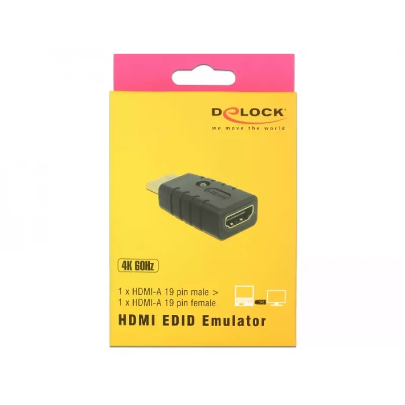 Adapter HDMI (spraudnis) > HDMI (ligzda), EDID emulators (melns)