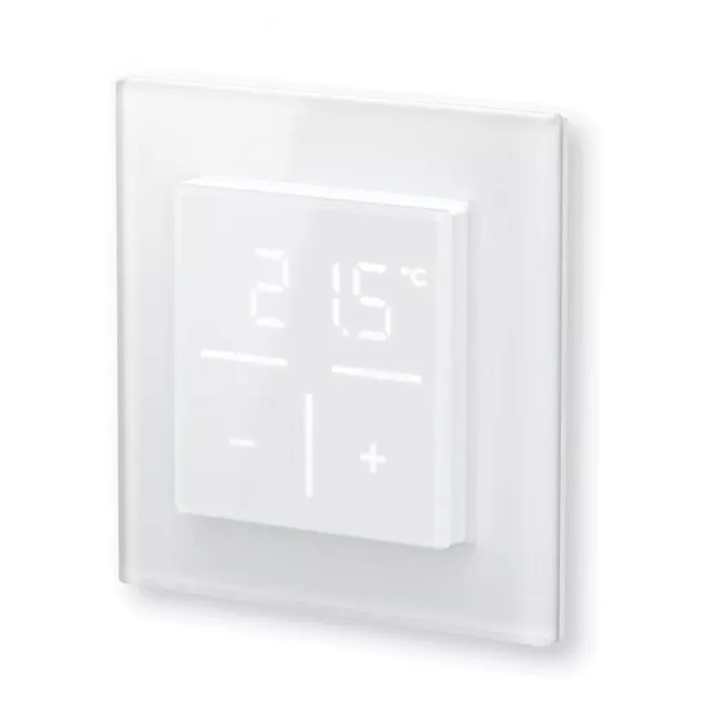 Stikla sienas termostats Homematic IP modelis 161458A0 — digitāls, balts, 230 V, IP20