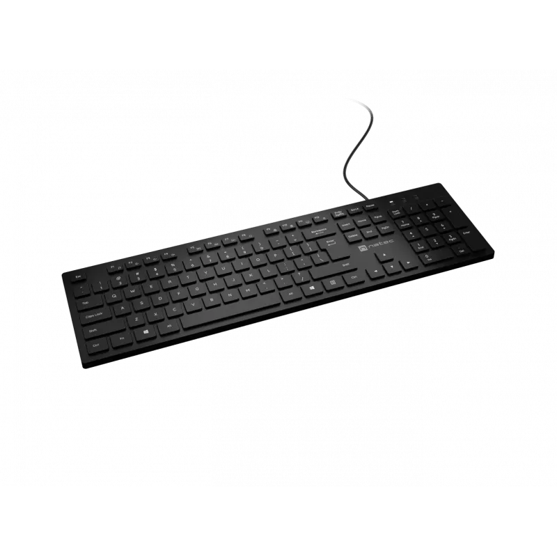 Vadu plānā multimediālā tastatūra NATEC HERRING — melna, zema profila izkārtojums, multivides taustiņi