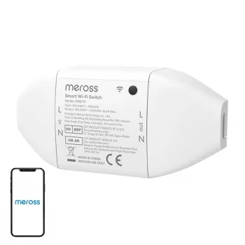 Viedais WiFi slēdzis Meross MSS715MA-UN saderīgs ar Matter - vienkanāla sienā iebūvējams relejs mājas automatizācijai