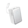 Ārējais akumulators Anker A1638 10000 mAh, 45 W kopējā izejas jauda, balts, iebūvēts izvelkams USB-C kabelis