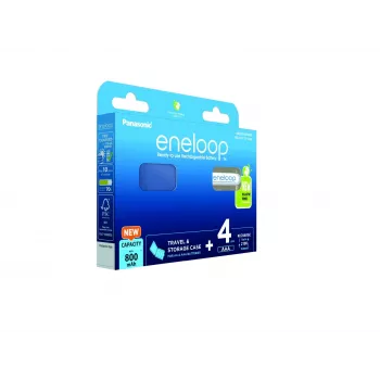 Uzlādējamās baterijas PANASONIC ENELOOP AAA 800 mAh 4 gab. + futrālis (BK-4MCDE/4CP+CASE)
