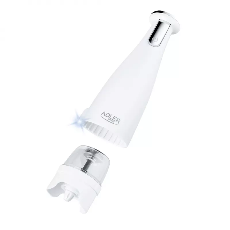Burr sāls un piparu dzirnaviņu komplekts Adler AD 4449W Steel balta, keramiskas dzirnakmeņi, 150 ml, USB-C uzlādējams