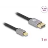 DeLOCK Mini DisplayPort–DisplayPort kabelis 8K 60 Hz 1 m pelēks metāla bez fiksatora
