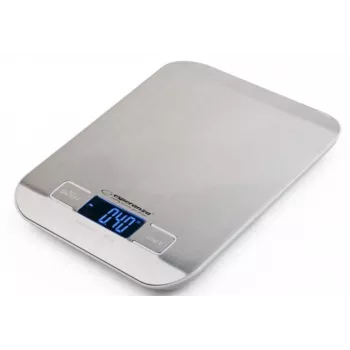 Virtuves digitālie svari ESPERANZA EKS001 Bamboo — precīzi 4 mērvienības (g/lb/oz/kg), nerūsējošā tērauda platforma, zils fona apgaismojums