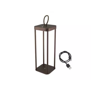 Uzlādējams laterna Beper P207ILI102 Corten apdarē, pārnēsājama ar baterijām darbināma lampa