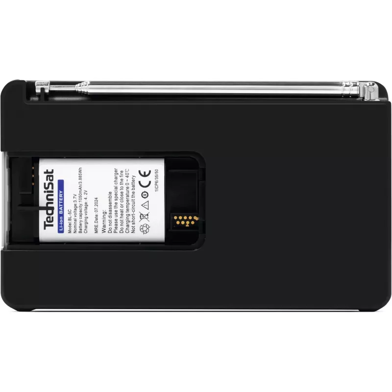 Portatīvais radio TECHNISAT DIGITRADIO 1 A — DAB+/FM, OLED displejs, USB-C, 3,5 mm austiņu izeja, 1 W, melns/sudrabains