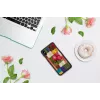 Aizsargājošs viedtālruņa maciņš iKins iPhone XS Max — ķiršu ziedu raksts, melns