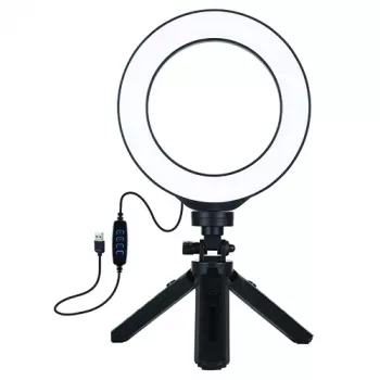 LED gredzena gaisma 16 cm ar statīvu 12-14,5 cm, USB
