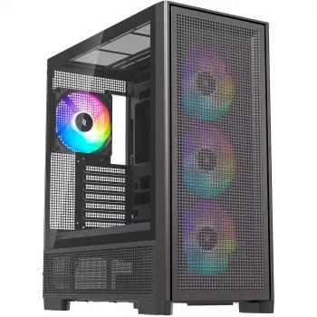 PC korpuss Silentware Air 2000 A-RGB Melns — mid-tower, rūdīta stikla sānu panelis