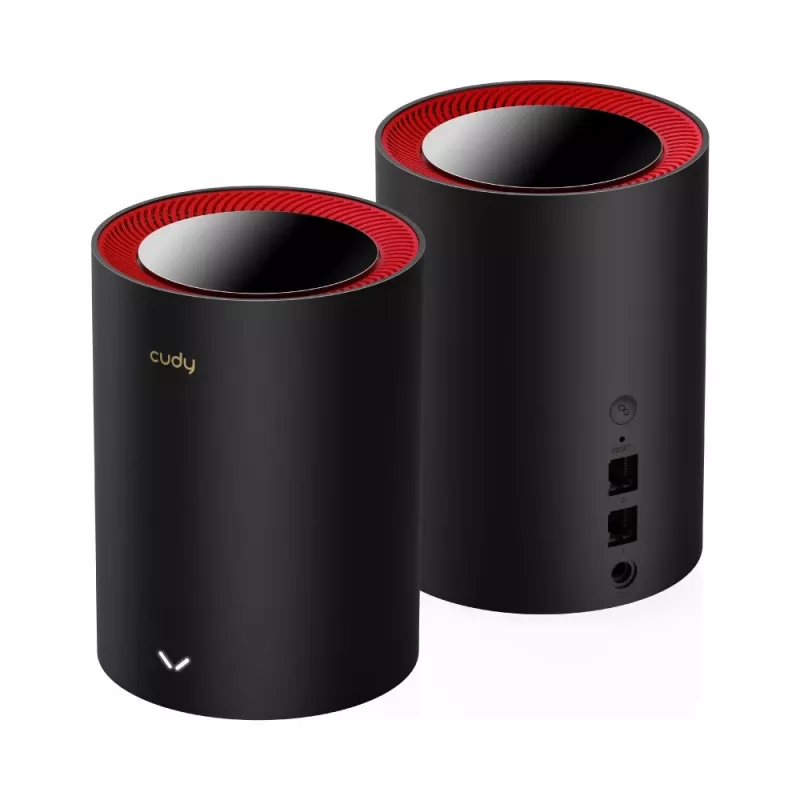 Cudy M3000 2-Pack Dual-band (2.4 GHz / 5 GHz) Wi-Fi 6 (802.11ax) Melns, Sarkans 1 Iekšējā