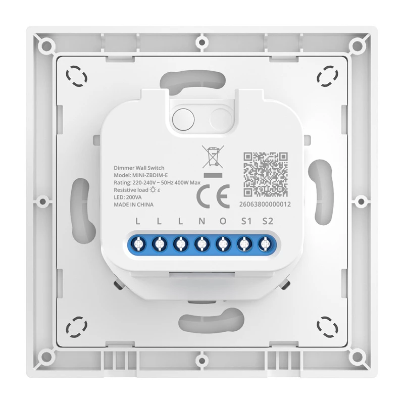 Viedais sienas slēdzis/dimmers Sonoff MINI-ZBDIM-E ZigBee — kompakts iebūvējams dimmers un ieslēgšanas/izslēgšanas modulis