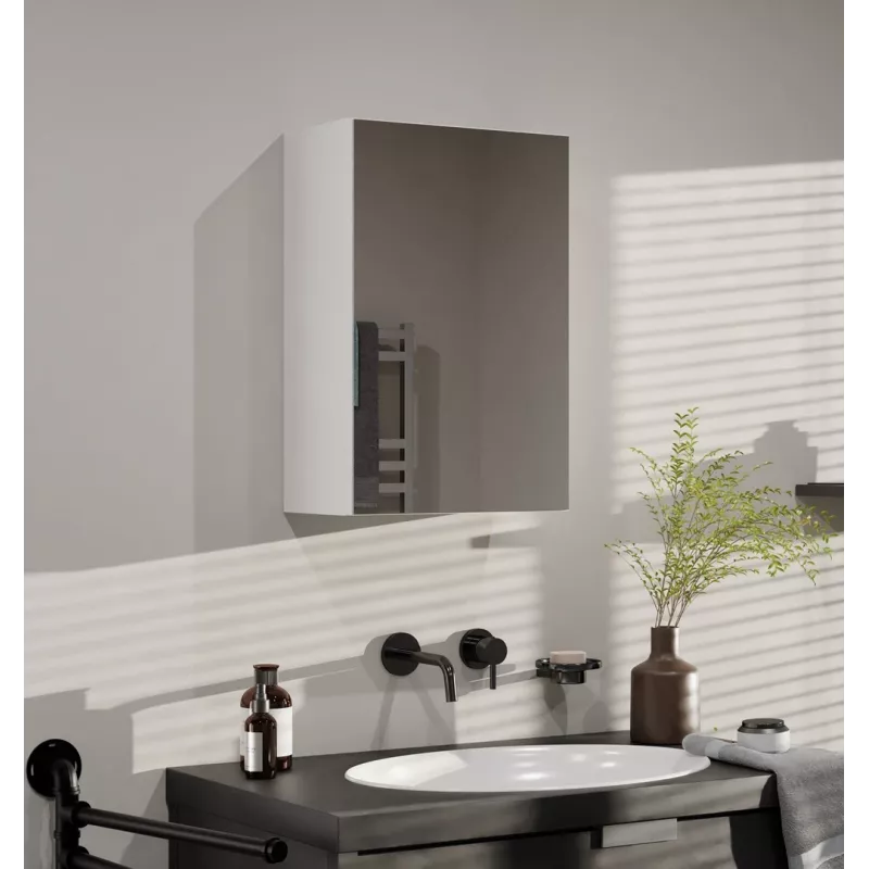 Vannas istabas sienas skapītis top e shop POLA 1DL BIEL — 400×220×600 mm, 3 plaukti, balts
