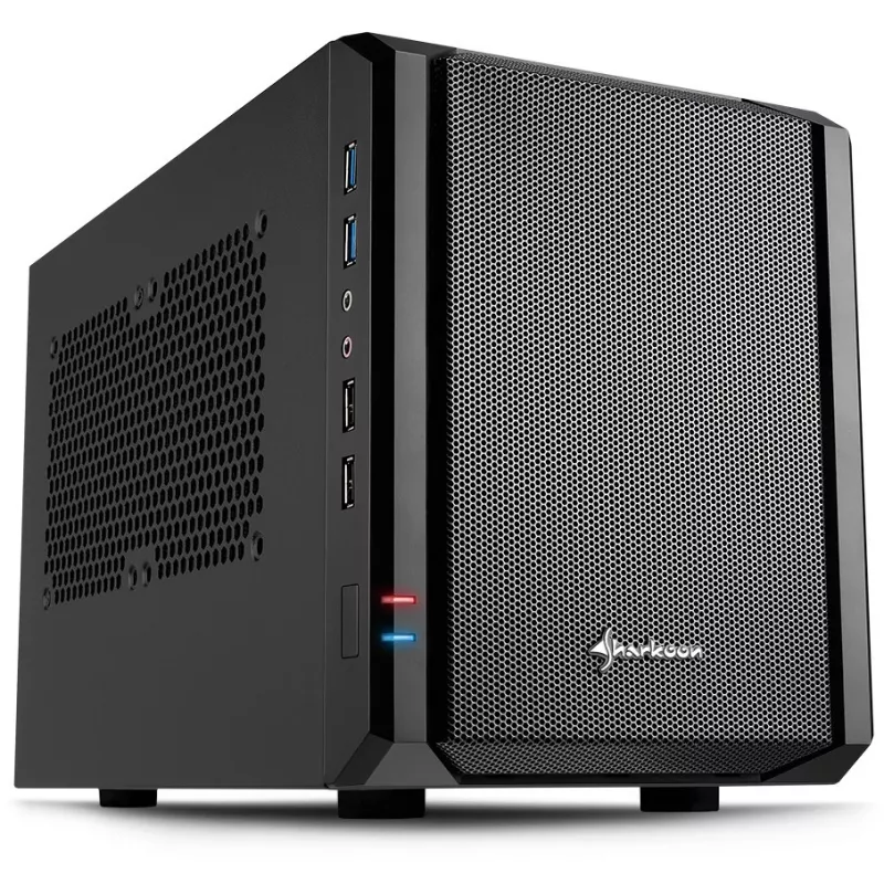 Sharkoon QB One Melns - Midi/Minitower ITX, Mini-ITX 3,5 - PC-/Server barošanas bloka dzesētājs - USB, USB 2.0, USB 3.0
