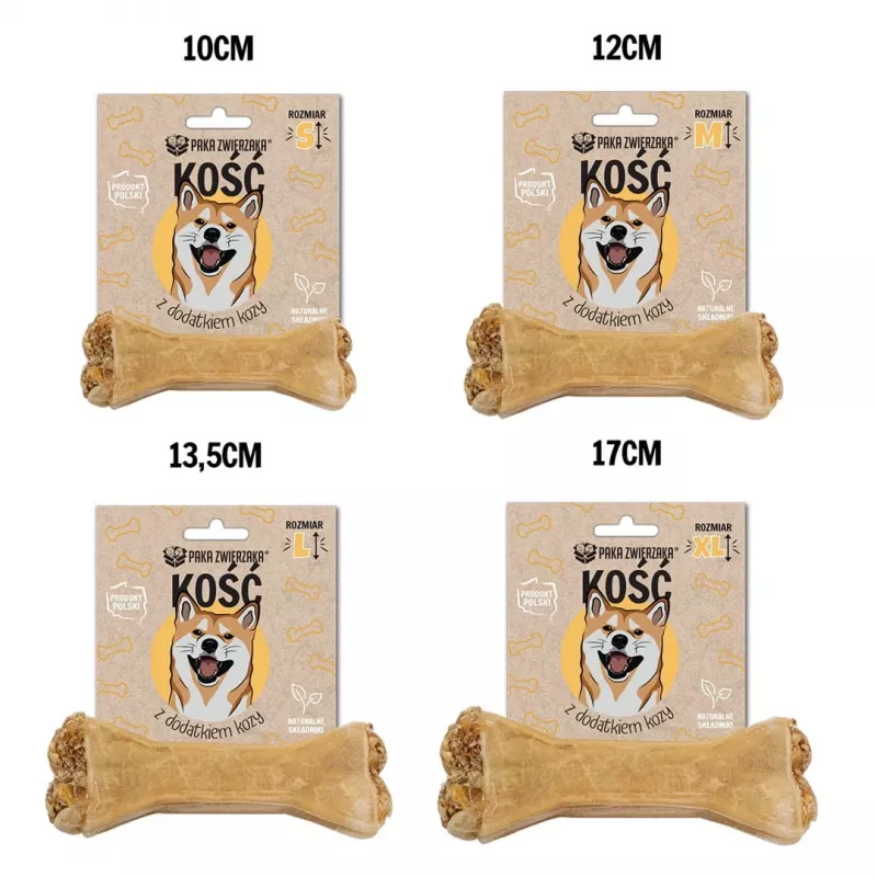 Zobu kopšanas kārums suņiem PAKA ZWIERZAKA Bone with Goat M 12 cm 55 g — zobu košļājamā kārums pieaugušiem suņiem, bez lipekļa un cukura