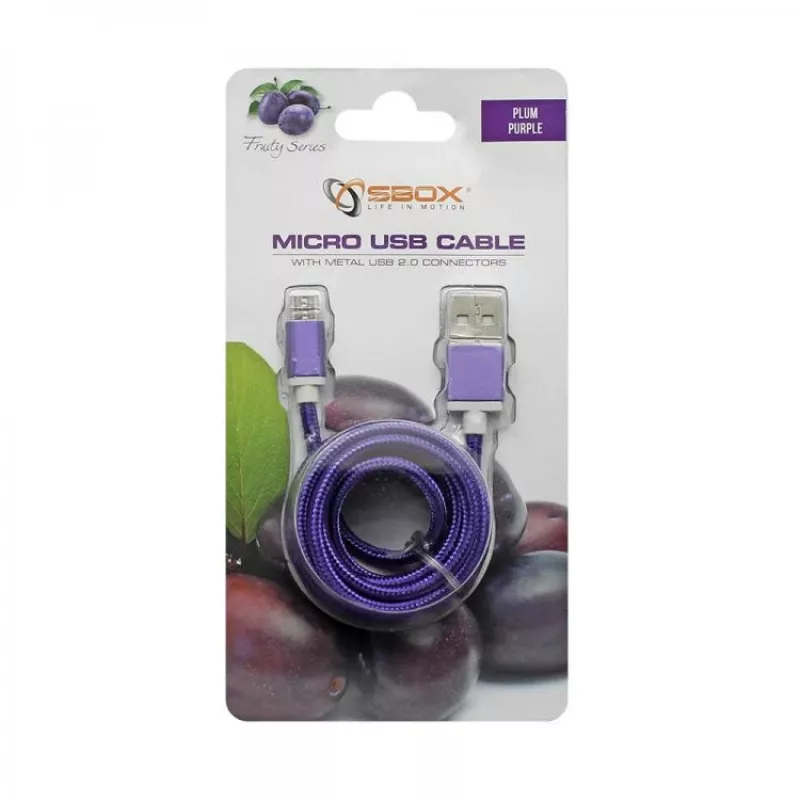 Sbox USB->Micro USB M/M 1m USB-10315U plūmju violeta