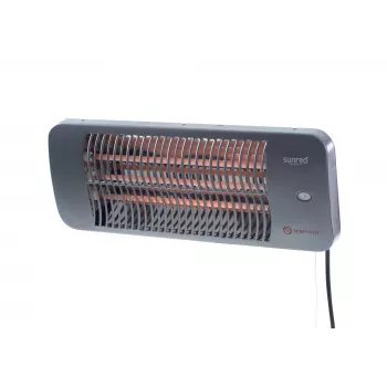 Kvarca elektriskais sildītājs SUNRED LUG-2000W — 2000 W, kvarca stikla elements, lietošanai ārpus telpām, piestiprināms pie sienas, IP24, melns