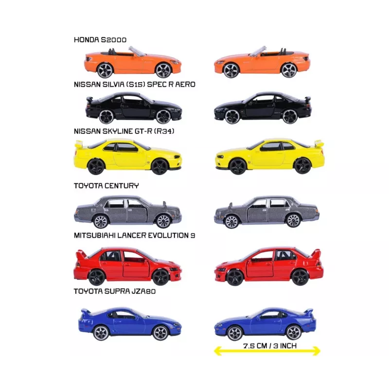 Rotaļlietu transportlīdzekļu komplekts Majorette Japan Legends Premium sortiments, 6 transportlīdzekļi, modelis 8502100000