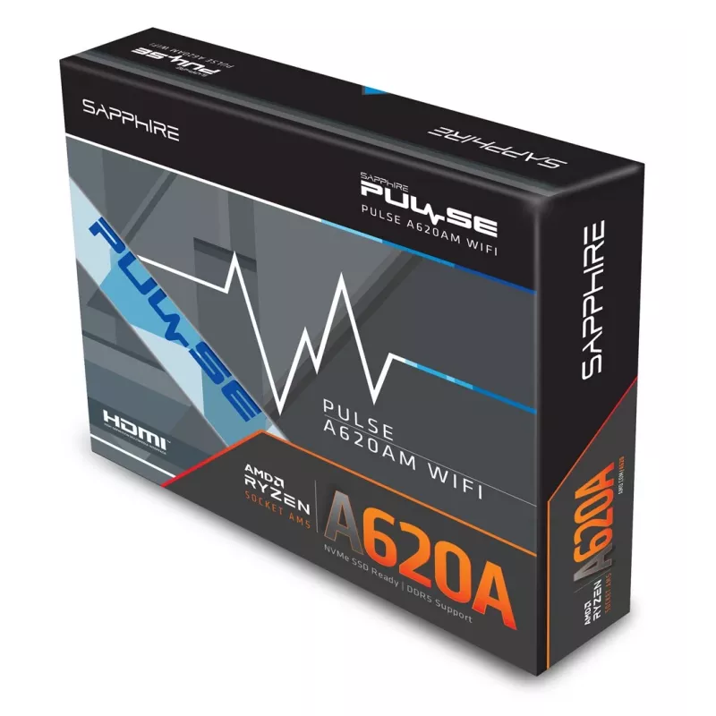 Mātesplate Sapphire PULSE A620AM (microATX) Socket AM5, AMD A620A, DDR5, 2x DIMM, 64 GB, 2x M.2, Gigabit LAN