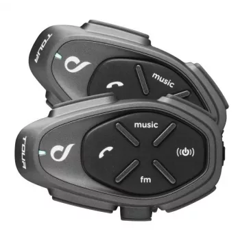 Motociklistu domofons INTERPHONE TOUR HD, 2 gab., Bluetooth 4.0, diapazons 1500 m, līdz 20 stundu baterija, melns