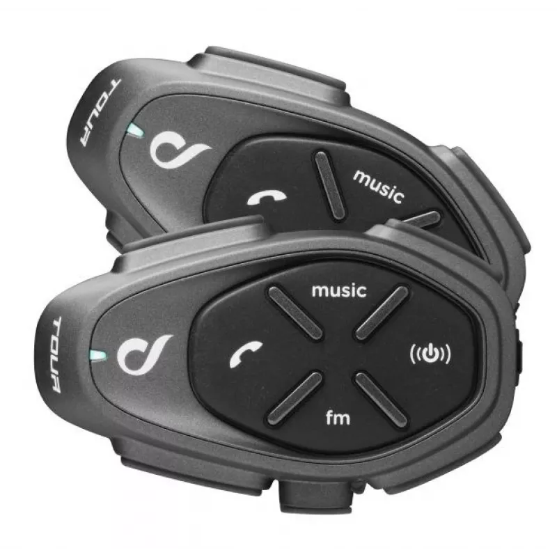 Motociklistu domofons INTERPHONE TOUR HD, 2 gab., Bluetooth 4.0, diapazons 1500 m, līdz 20 stundu baterija, melns