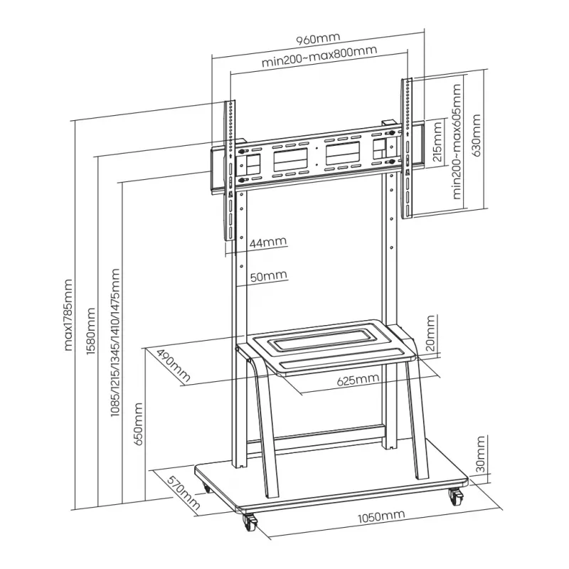 Sienas stiprinājuma kronšteins SBOX FS-1035 displejiem 37–100 kg, plate 800×600 mm
