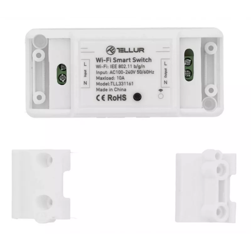 Inline WiFi slēdzis Tellur TLL331161 2200W — viedais inline relejs lampām un ierīcēm