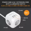 Power Cube QOLTEC 52547 strāvas sadalītājs 3× maiņstrāvas kontaktligzdas, 2× USB-A, 1× USB-C PD 20W