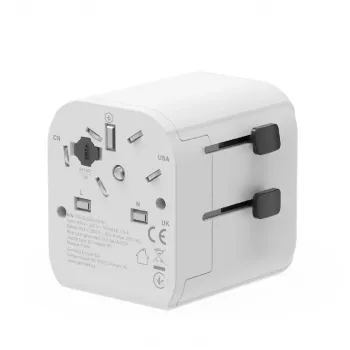 Universāls ceļojumu adapteris GEMBIRD TPA-EU2A12-01-W 12W USB strāvas adapteris starptautiskām rozetēm