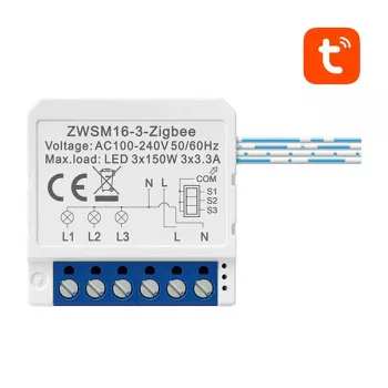 Smart Switch Module Avatto ZWSM16-W3 ZigBee — TUYA-saderīgs, iebūvējams releja modulis