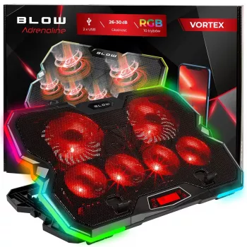 6 VENTILATORU VORTEX RGB Klēpjdatora dzesēšanas paliktnis
