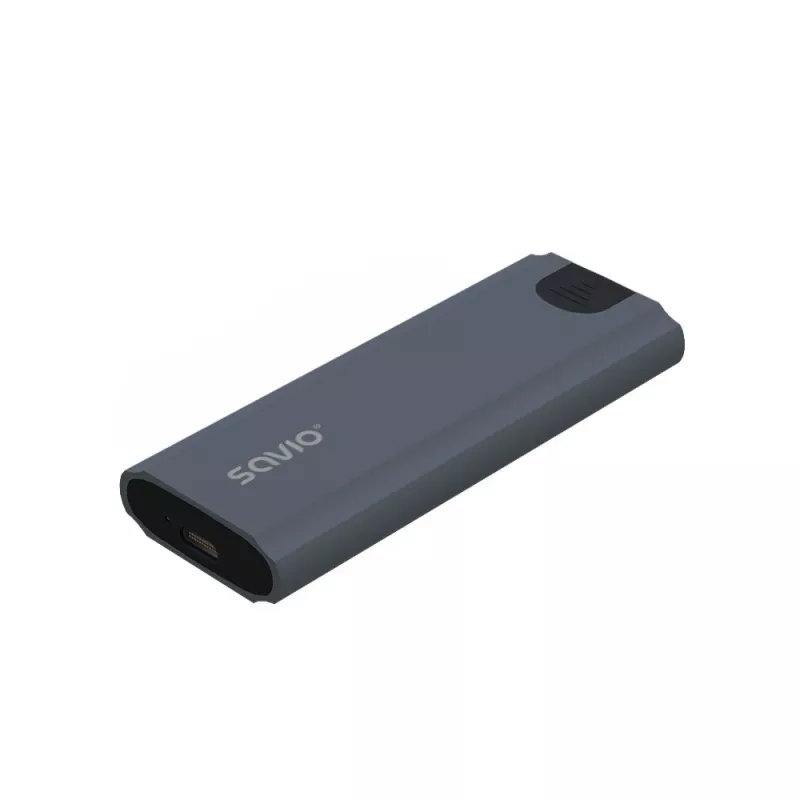 M.2 SSD korpuss SAVIO AK-67 pelēks, USB 10 Gbit/s, atbalsta vienu M.2 disku